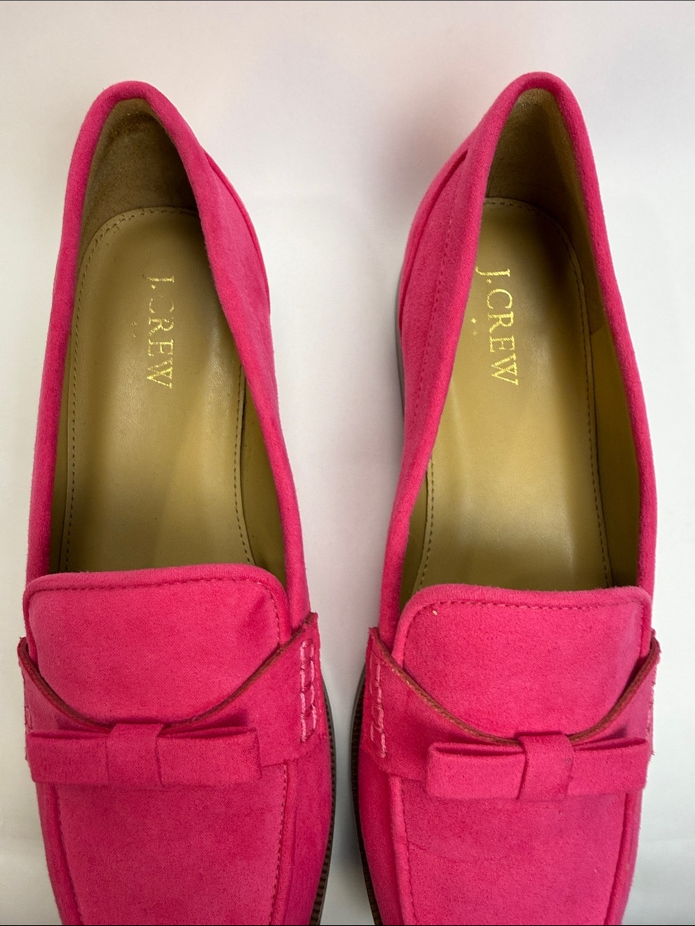J. Crew Women's Synthetic Suede Bow Loafers in Sweet Fuchsia Size 8.5 - Picture 9 of 13